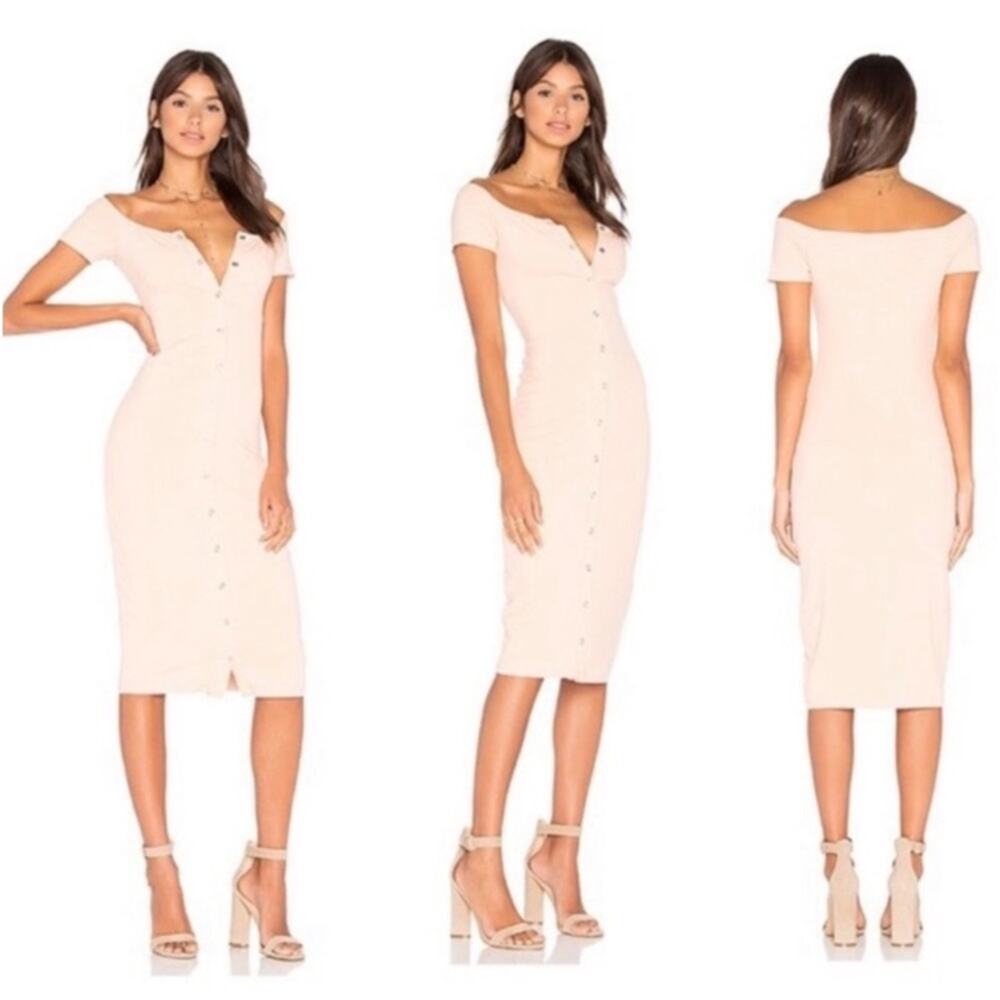 Privacy Please Rue dress Midi Dress Peach Scoop Neck Short Sleeve Size XL